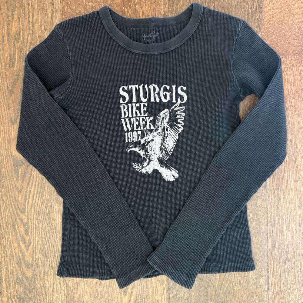 Brandy Melville John Galt Sturgis Bike Week L/S Black Thermal Top Shirt